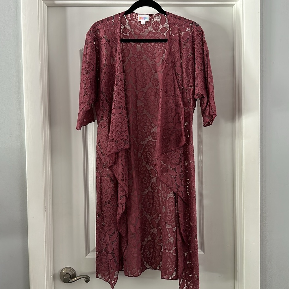 Lularoe Shirley kimono size small lace mauve